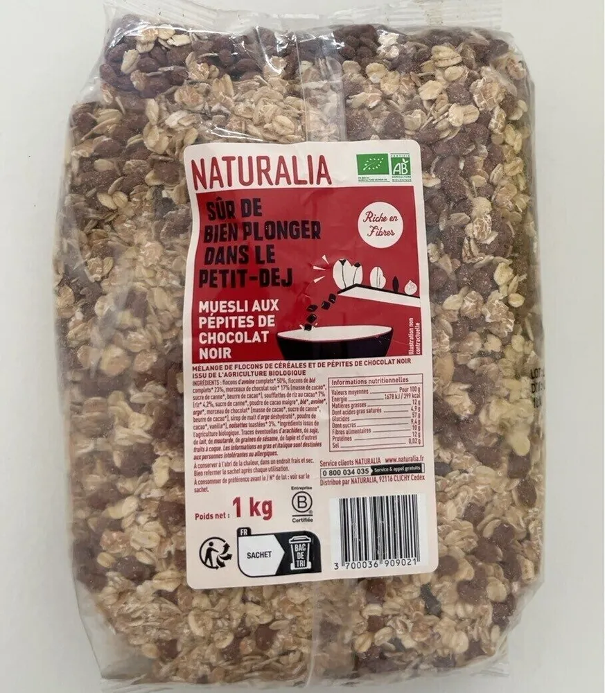 Muesli aux pepites de chocolat noir