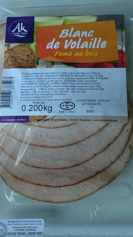 Blanc de volaille fumé au bois