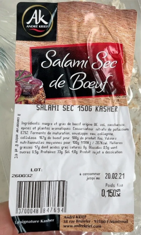Salami sec de boeuf