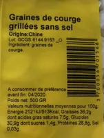 Graines de courges grillées sans sel