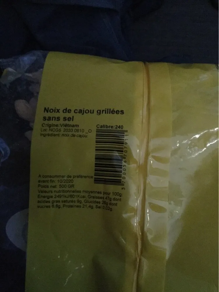 Noix de cajou grillées sans sel