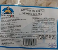 Miettes de colin séchées salées