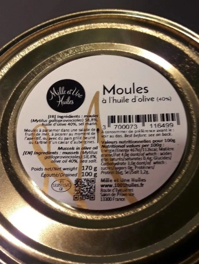 Moules à l'huile d'olive (40%)