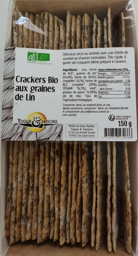 Crackers Bio aux graines de Lin