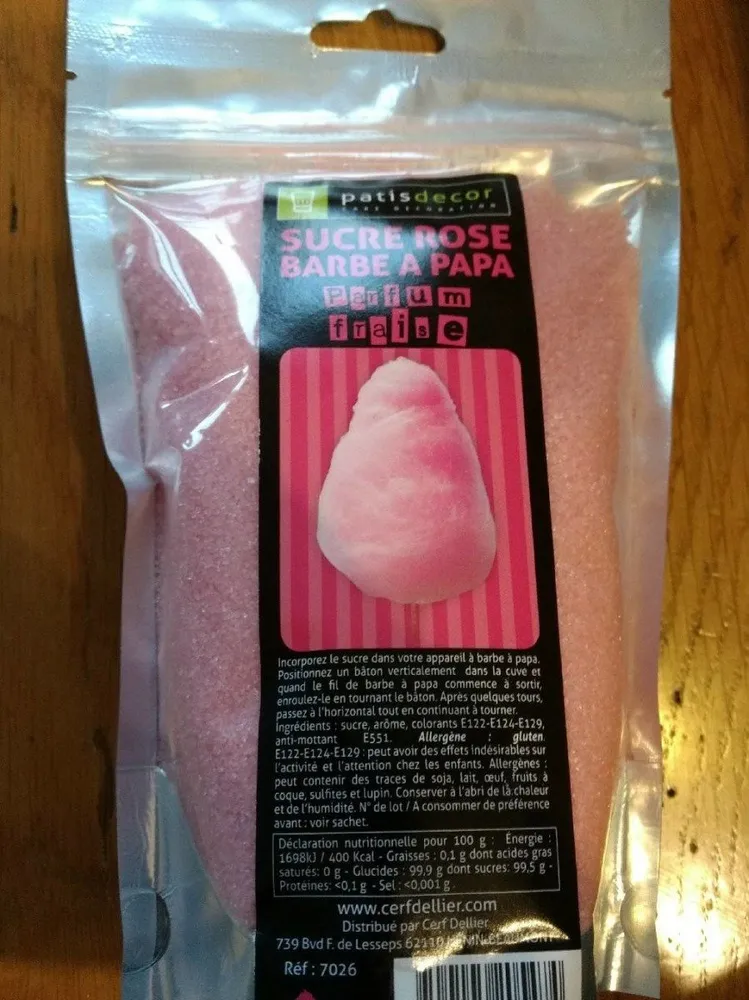 Sucre rose barbe a papa - parfum fraise
