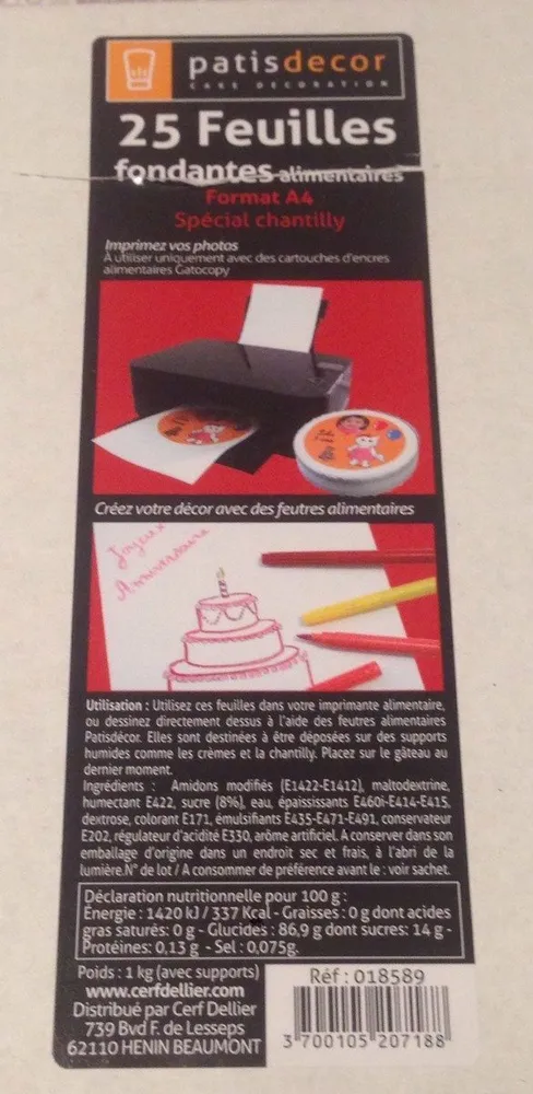 25 feuilles fondantes alimentaires