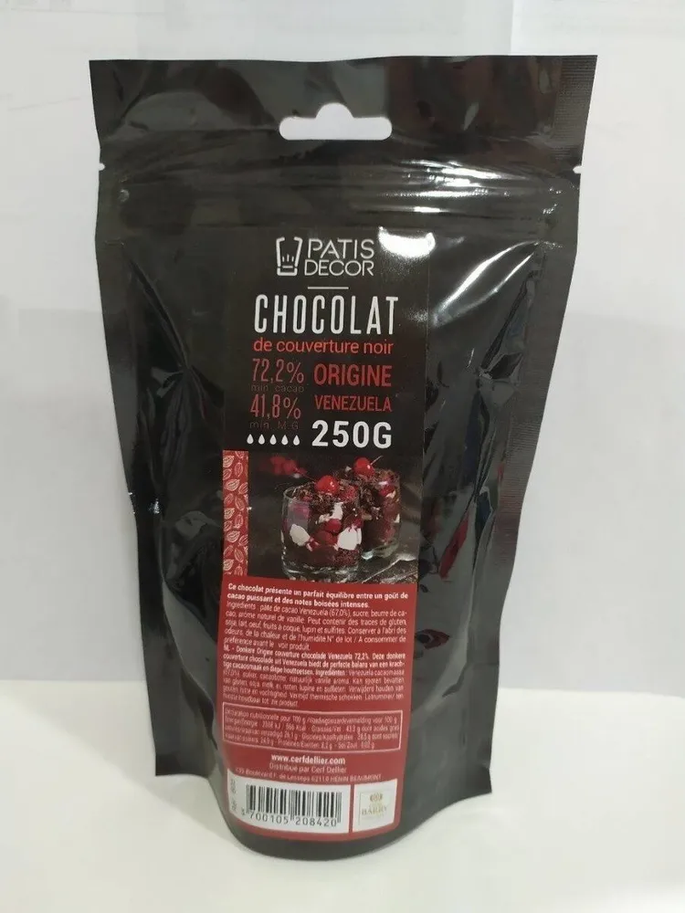 Chocolat de couverture noir 72,2%