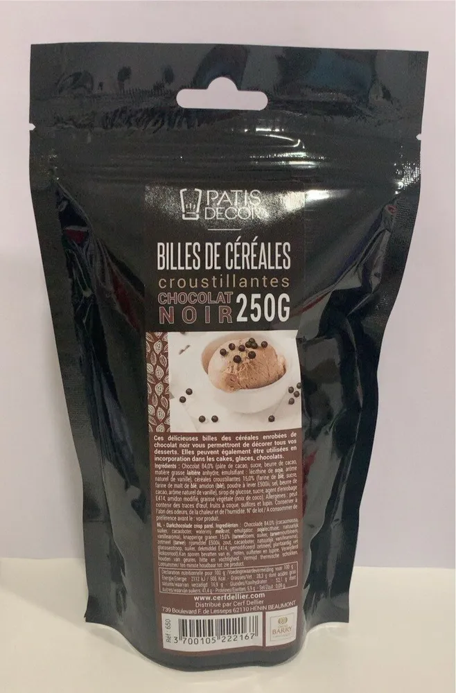 Billes de céréales croustillantes chocolat noir