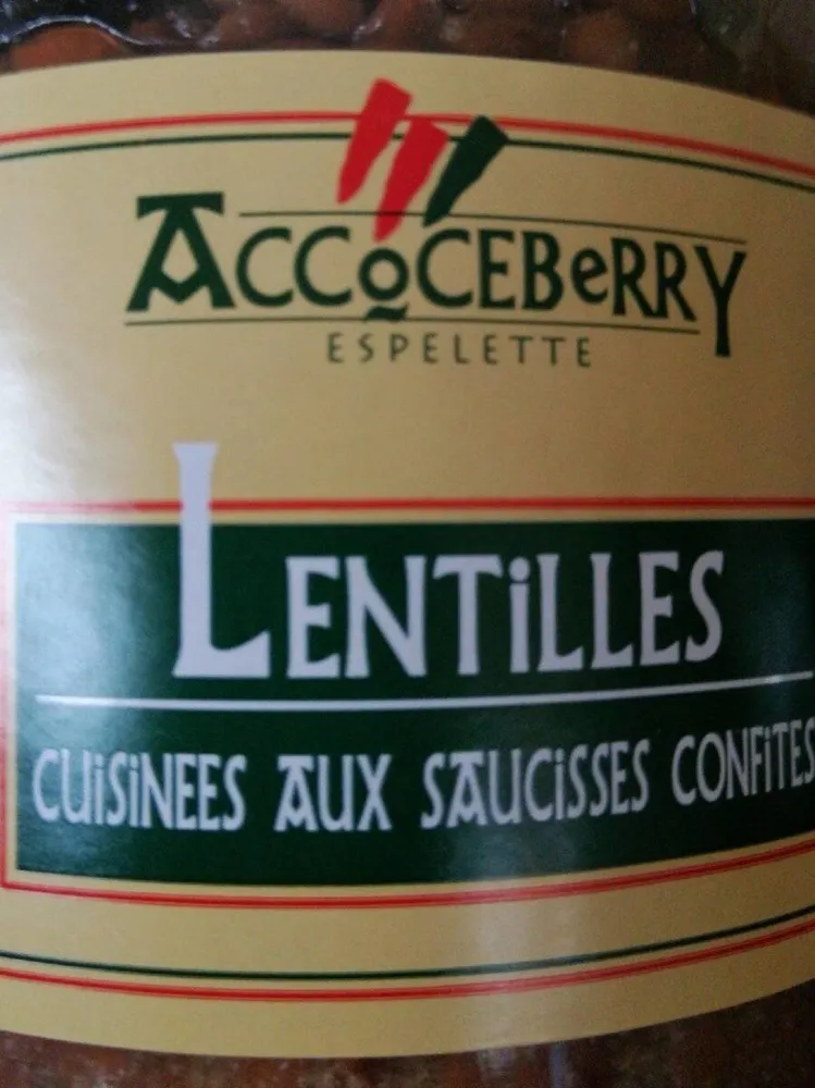 Lentilles cuisinées aux saucisses confites
