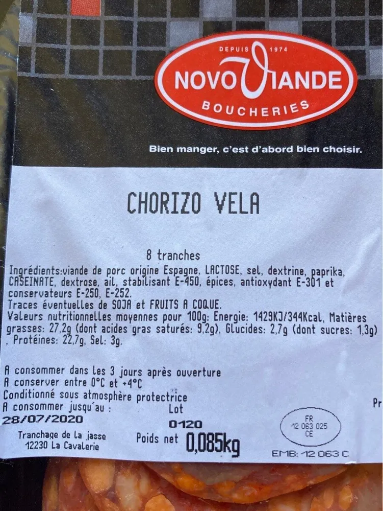 Chorizo vela