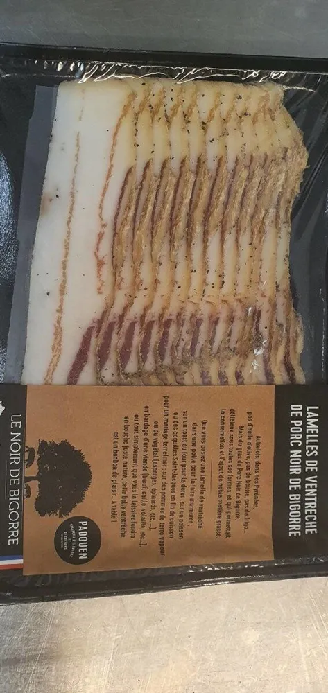 Lamelles de ventreche porc noir de bigorre