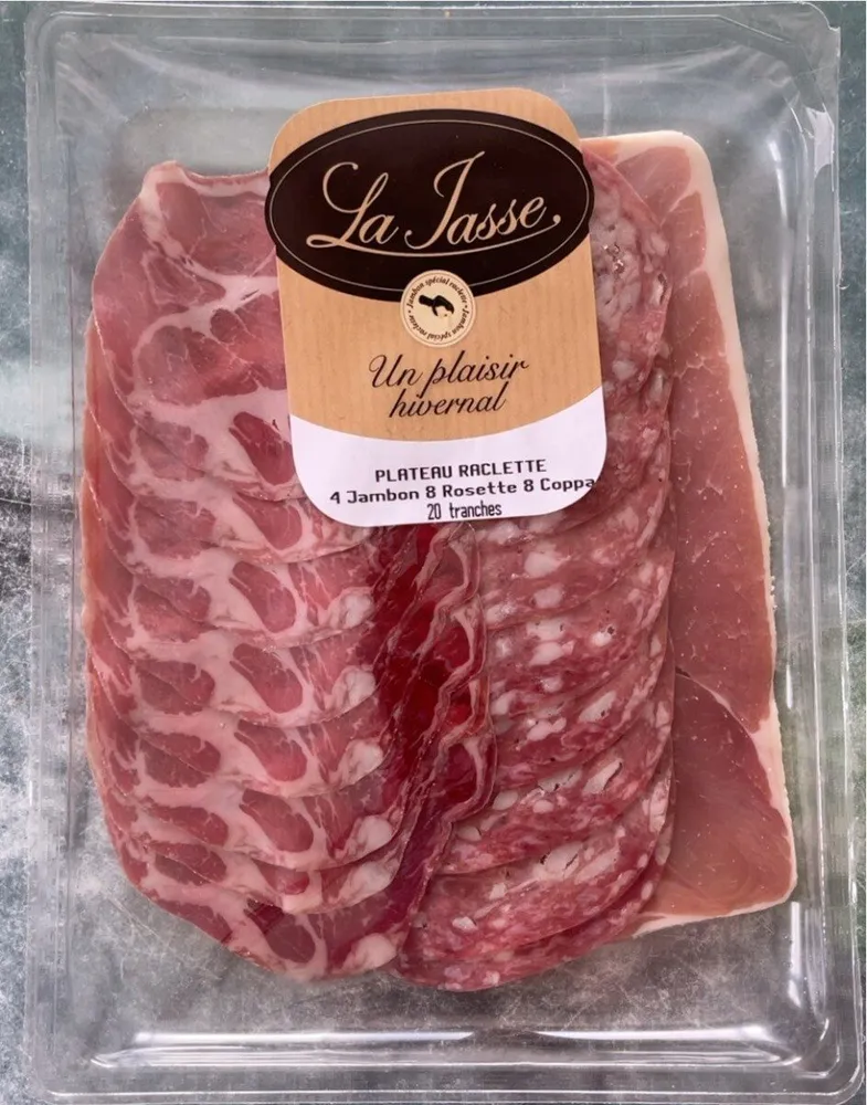 Plateau raclette 4 jambon 8 rosette 8 coppa 20 tranches