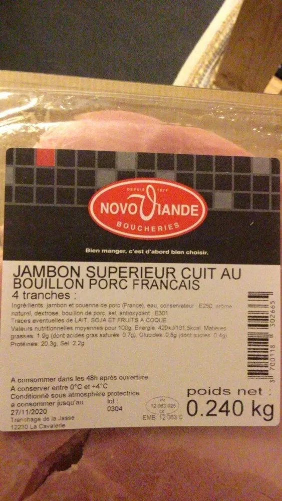 Jambon superieur cuit au bouillon