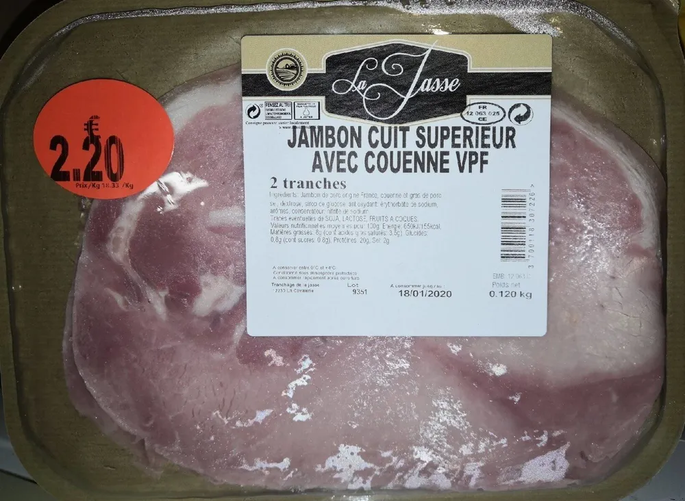 Jambon cuit supérieur avec couenne VPF