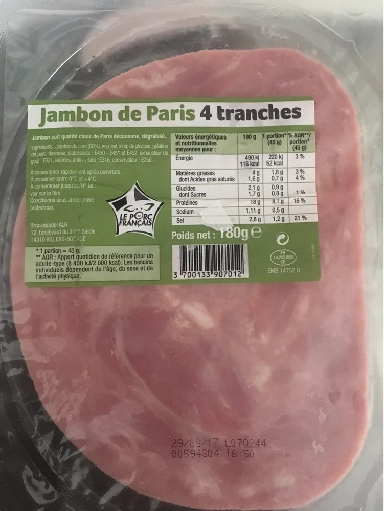 Jambon de Paris 4 tranches