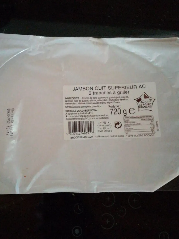 Jambon cuit superieur ac