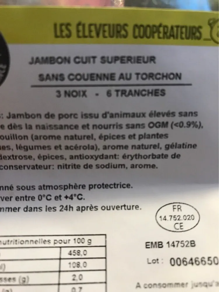 Jambon cuit superieur