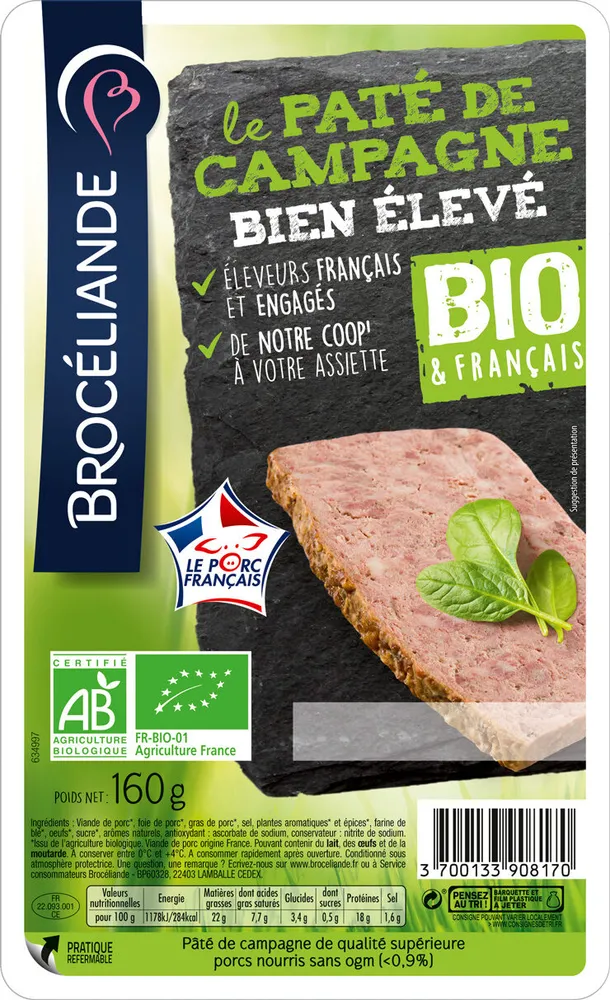 Le pâté de campagne Bien Élevé, Bio & Français, Brocéliande