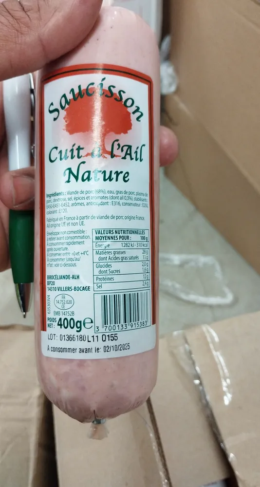 Saucisson ail nature 400g