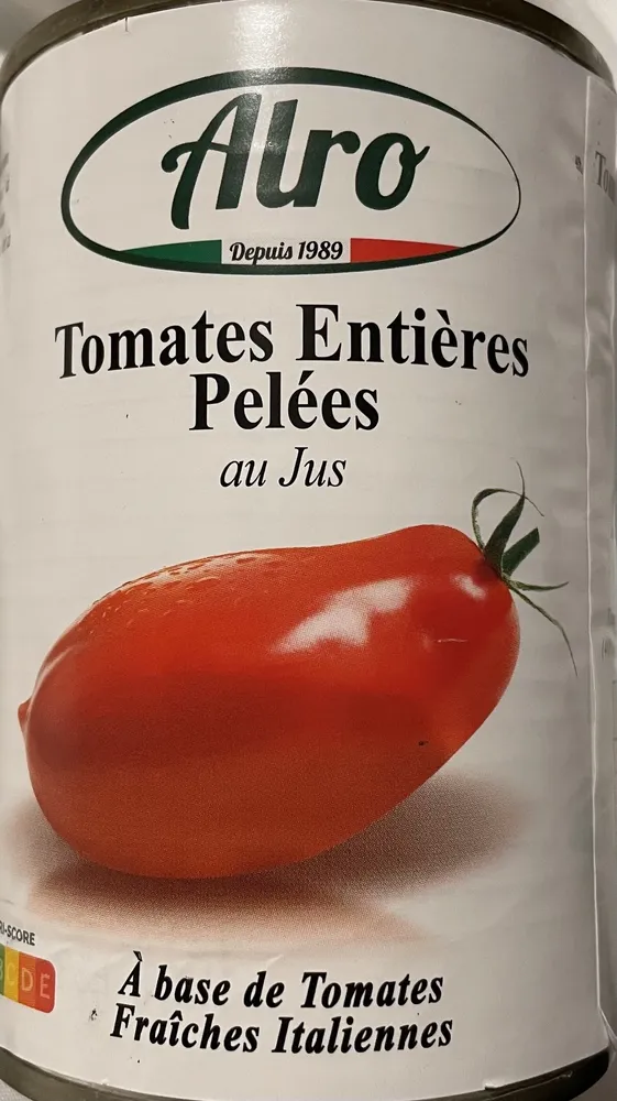 Tomates entières, pelées  au jus