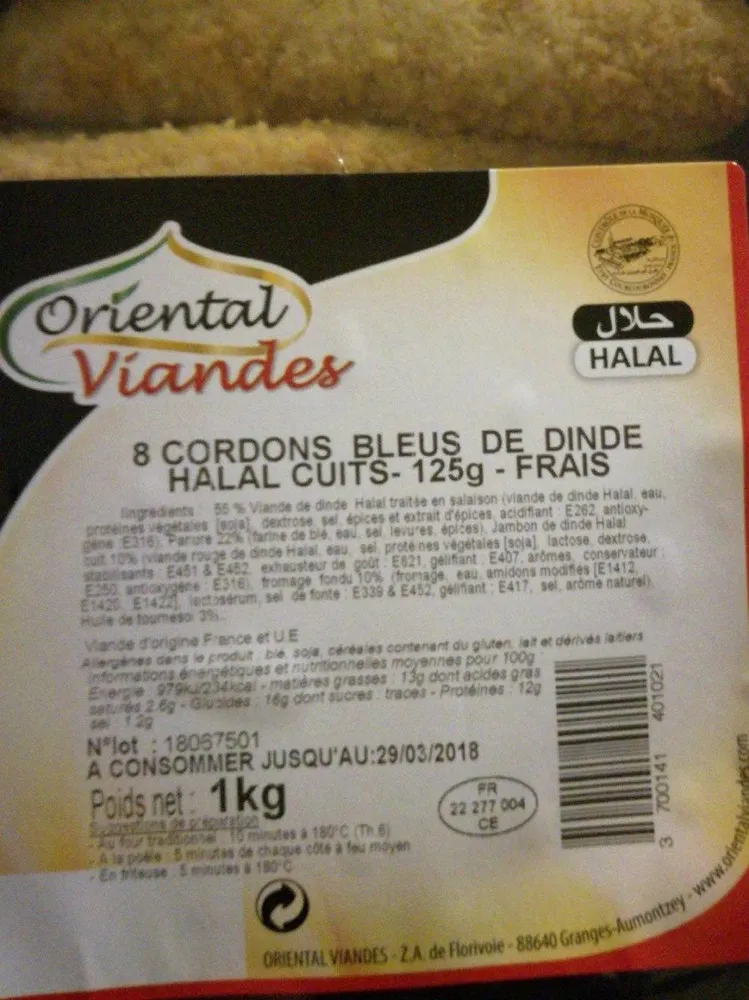 Cordon bleu de dinde Halal cuit