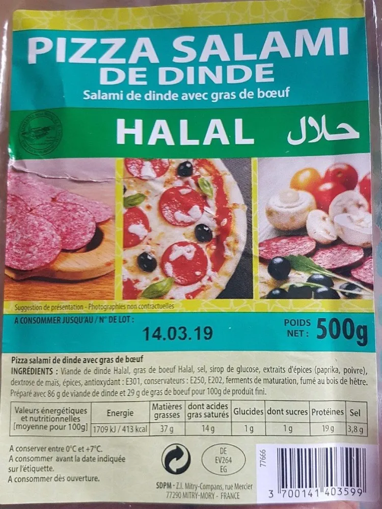 Pizza salami de dinde