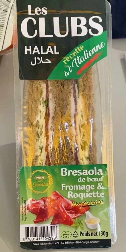 Sandwich bresaola de boeuf et fromage roquette halal