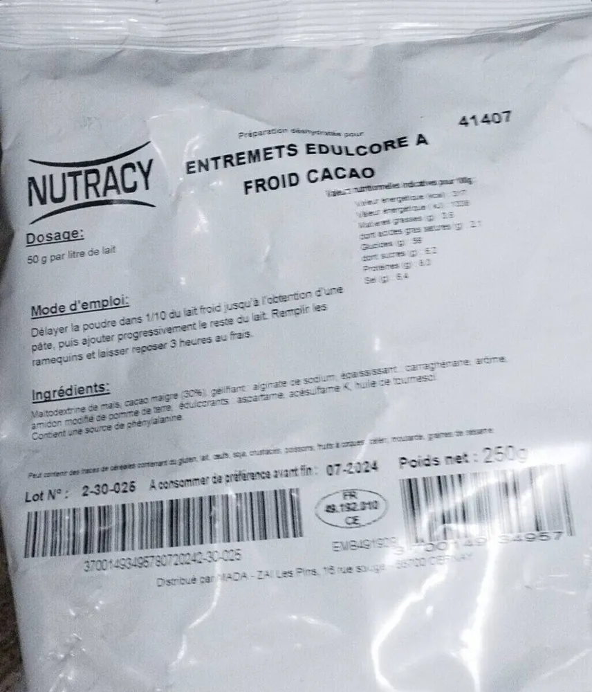 Entremets edulcore a froid cacao
