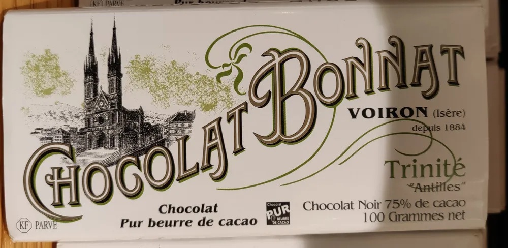 Chocolat bonnat Trinité Antilles 75% de cacao