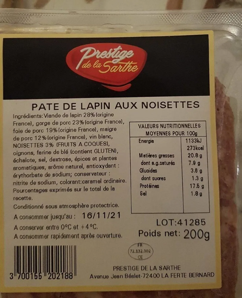 Paté de lapin aux noisettes