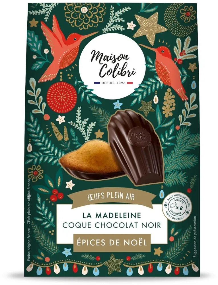 Madeleine Epices de Noël coque chocolat noir