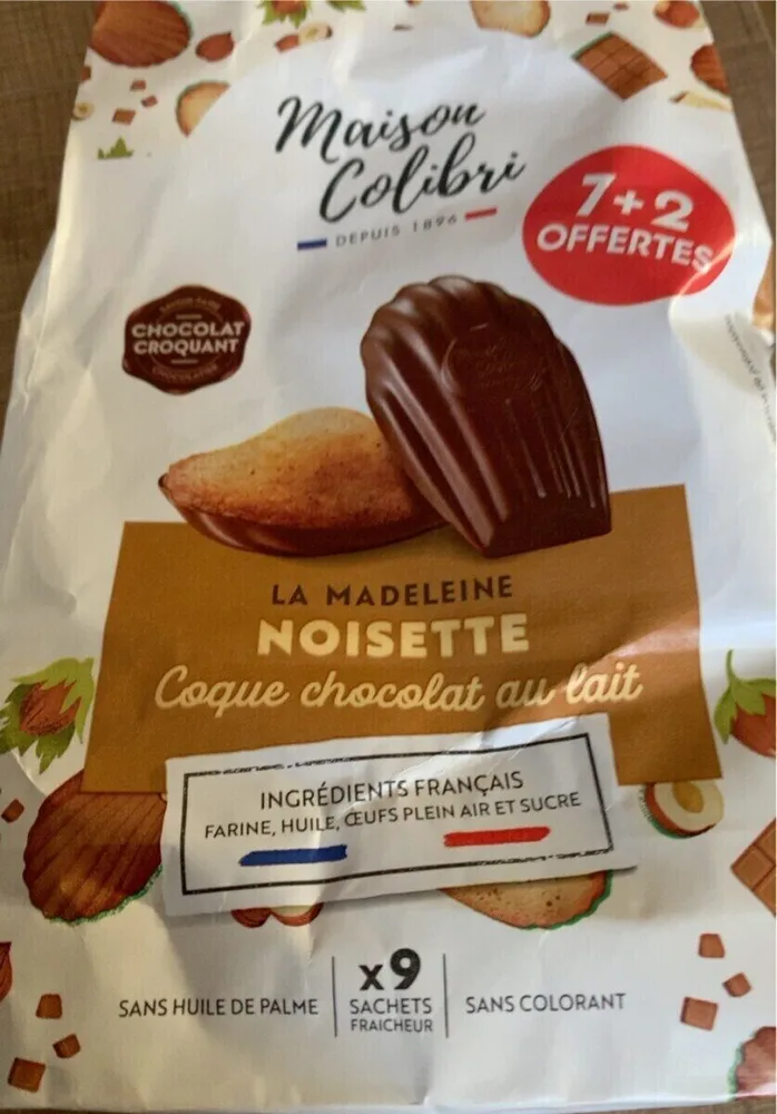 Madeleine noisette coque chocolat au lait