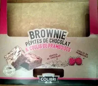Brownie pépites de chocolat & coulis de framboises