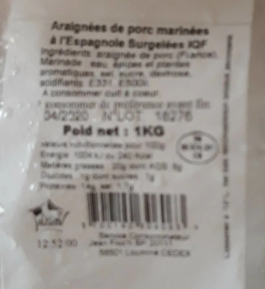 Araignée de porc marinée à l'espagnole