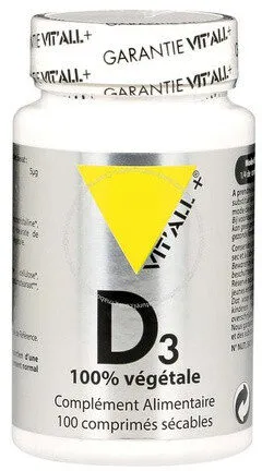 Vitamine D3 Végétale 20 µG - 100 Comprimés