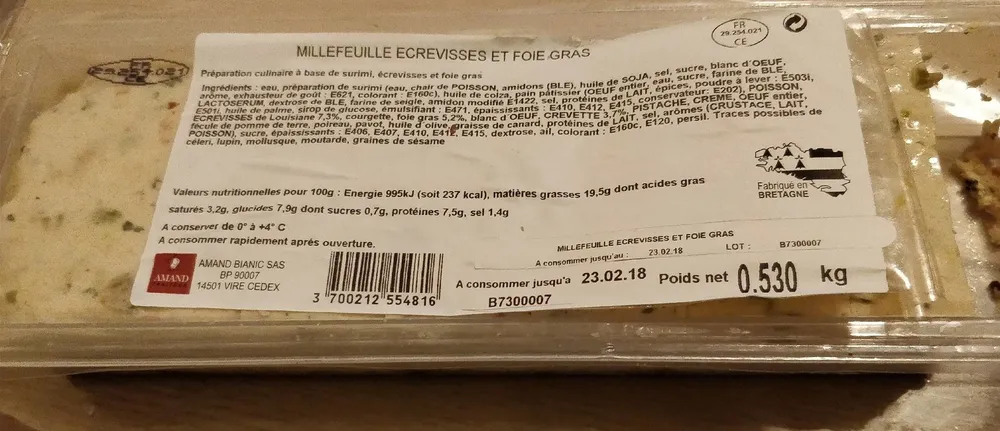 Millefeuille écrevisse et foie gras