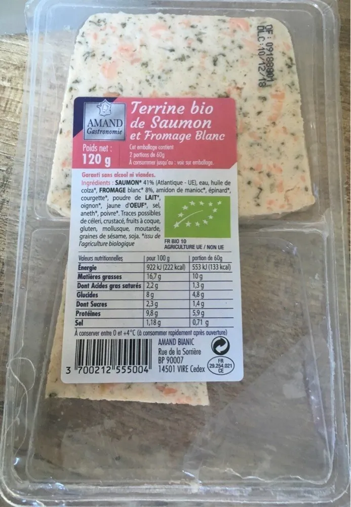 Terrine bio de saumon et fromage blanc