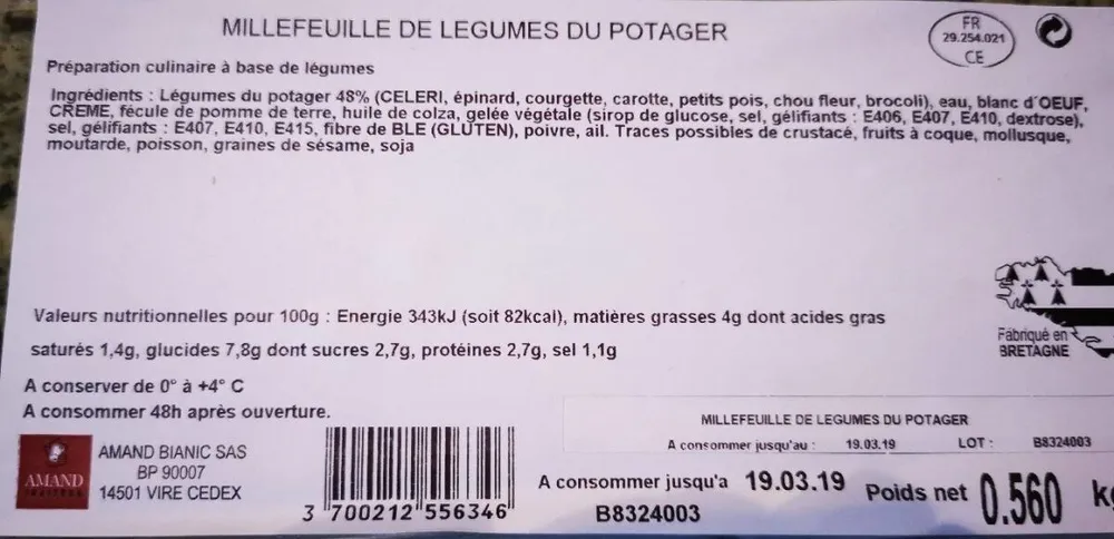 Millefeuille de légumes du potager