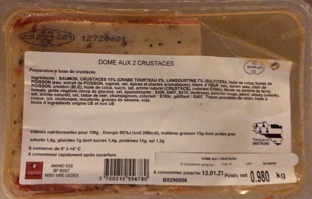 Dome aux 2 crustacés