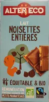 Tablette de chocolat au lait et noisettes entières bio