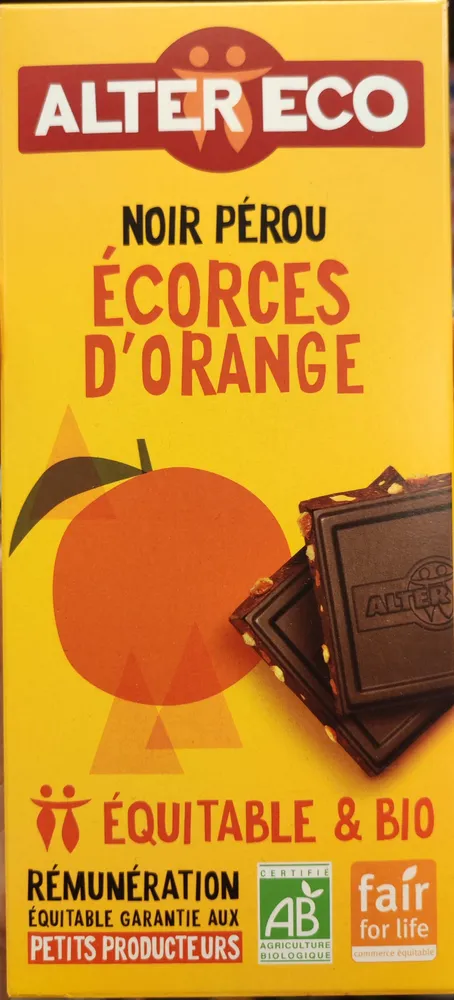 Chocolat noir aux écorces d'orange