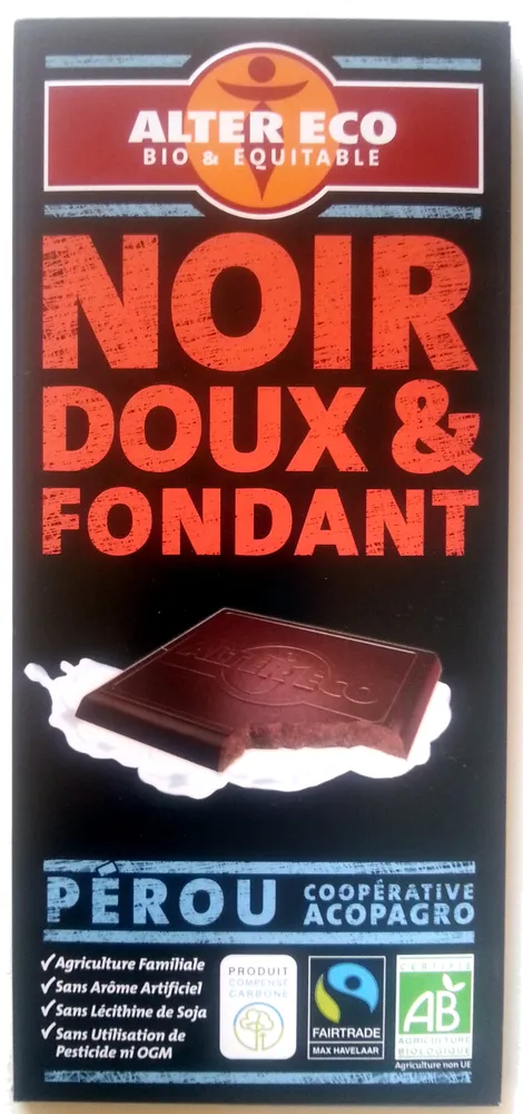 Chocolat noir doux et fondant bio et équitable