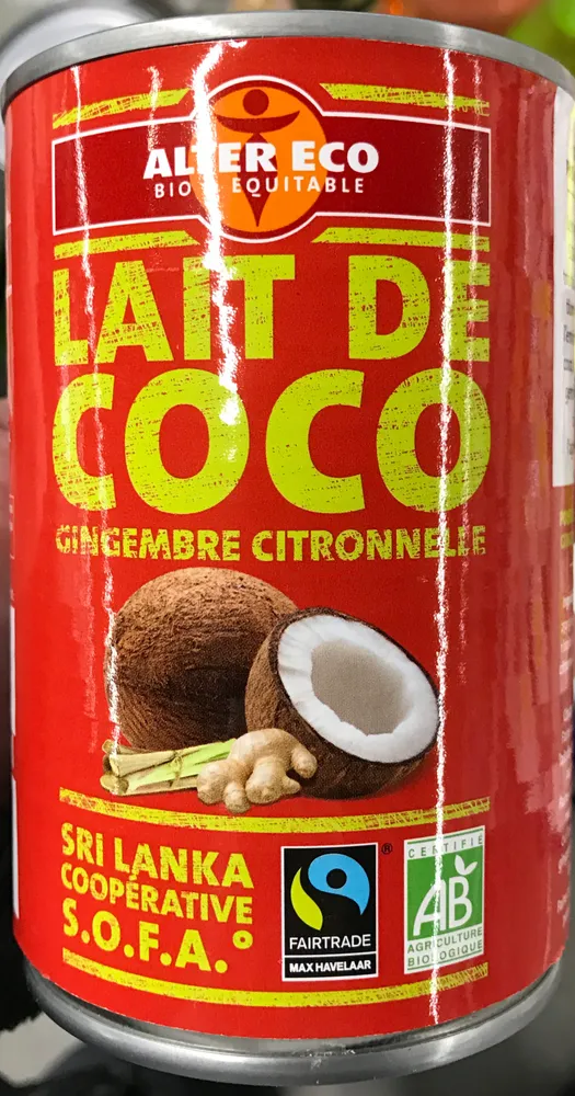 Lait de coco gingembre citronnelle