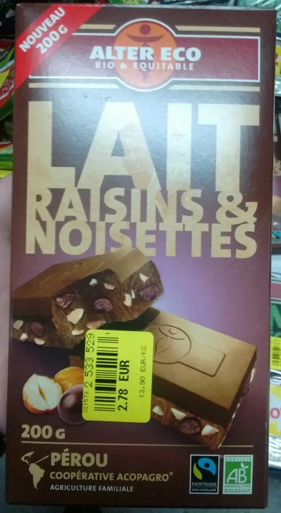 Lait Raisins & Noisettes Pérou
