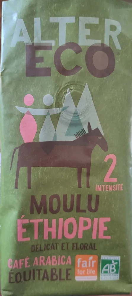 Café moulu bio et équitable d'Ethiopie pur arabica