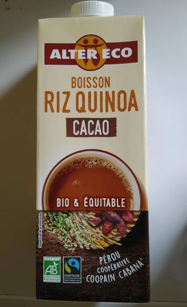 Boisson riz quinoa cacao