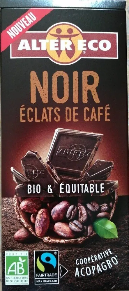 Chocolat noir éclats de café