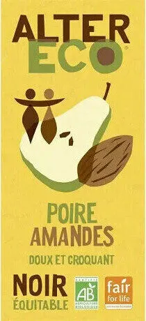 Chocolat noir poire amandes doux et croquant