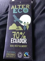 70% Ecuador organic dark chocolate