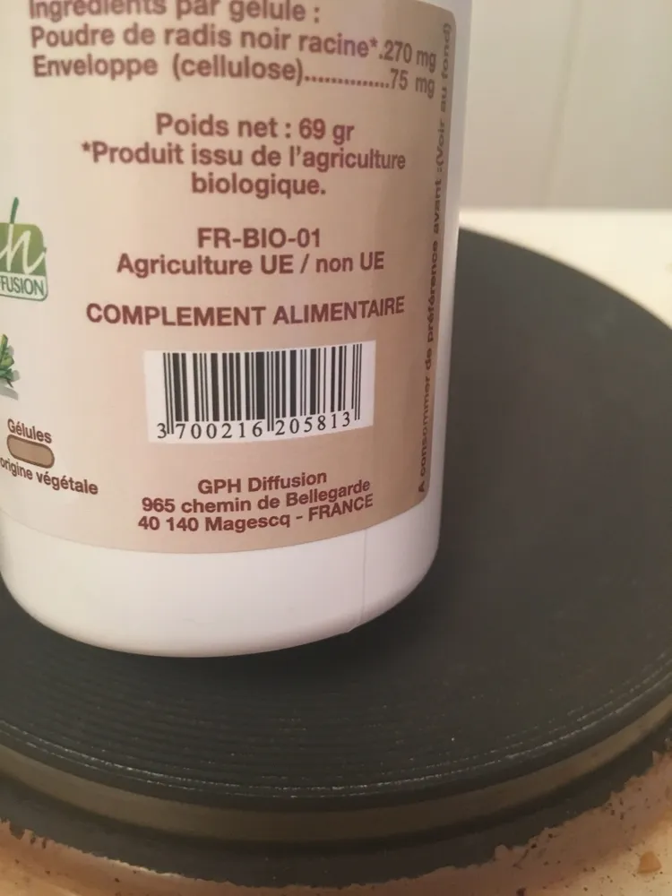 L'herbothicaire Radis Noir Bio 200 Gélules Végétales